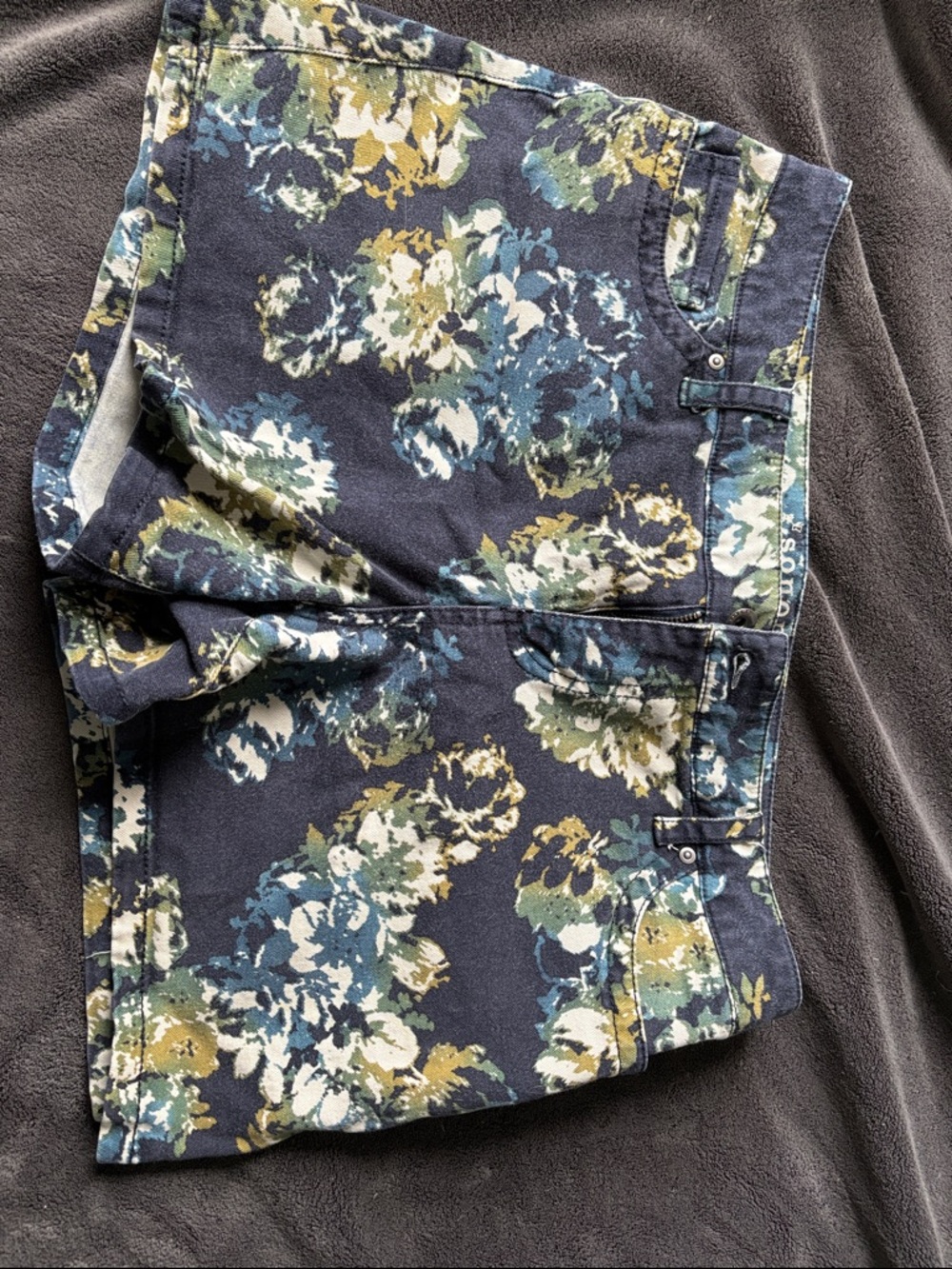 Sonoma Navy Denim Shorts with Multicolor Floral Print
